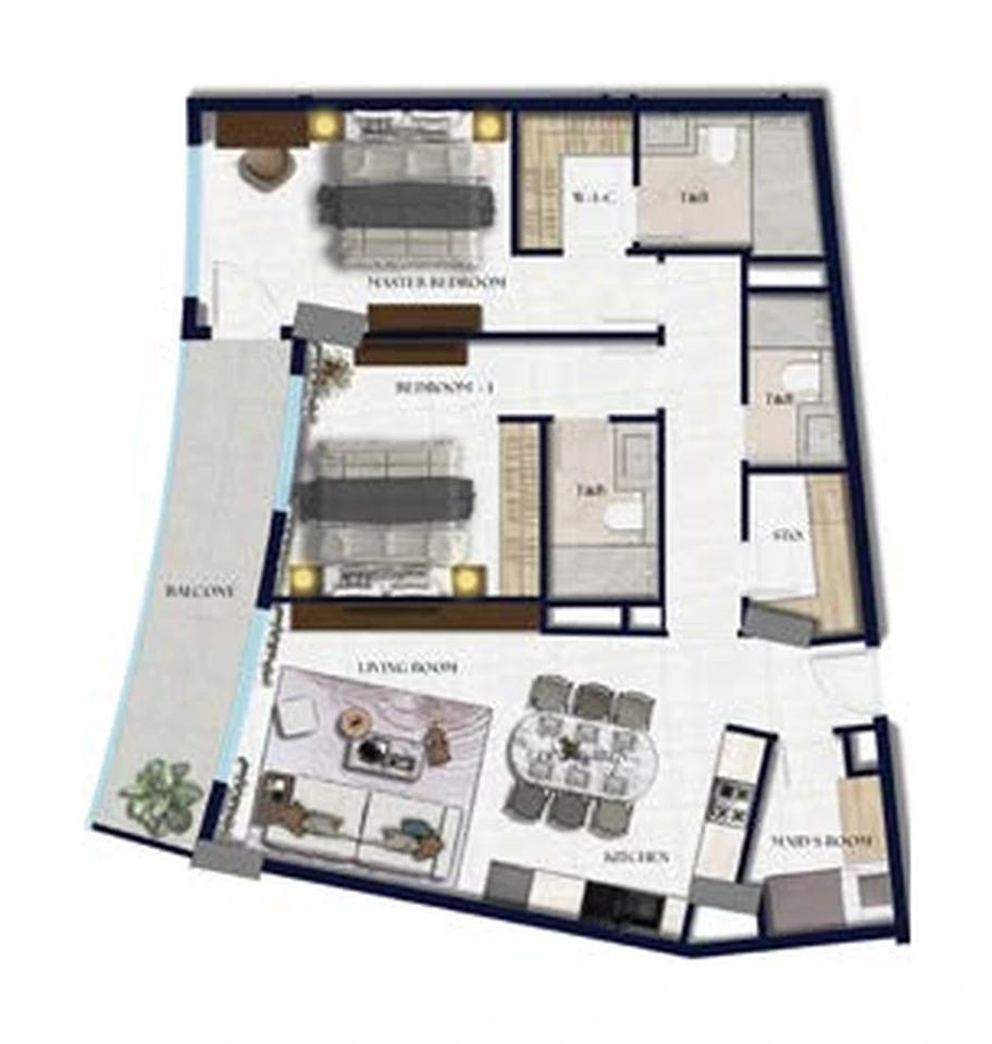 Floor plan for 2 Bedroom - Unit 12