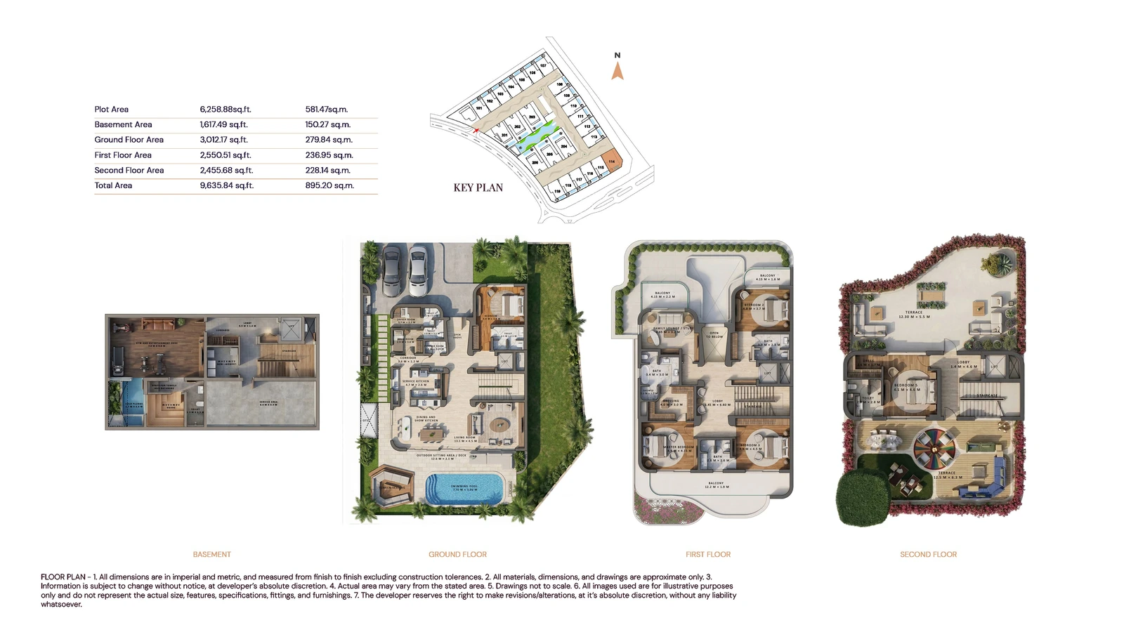 Floor plan for 5 Bedroom Signature Villa - B+G+2