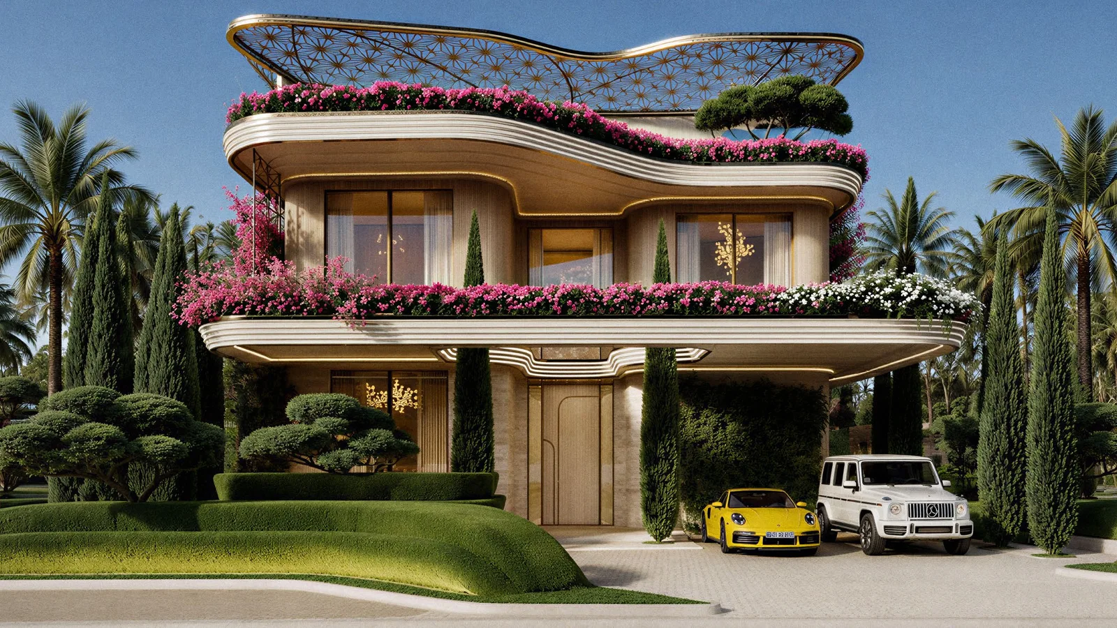 Front exterior of a signature villa at Fleurs de Jardin.