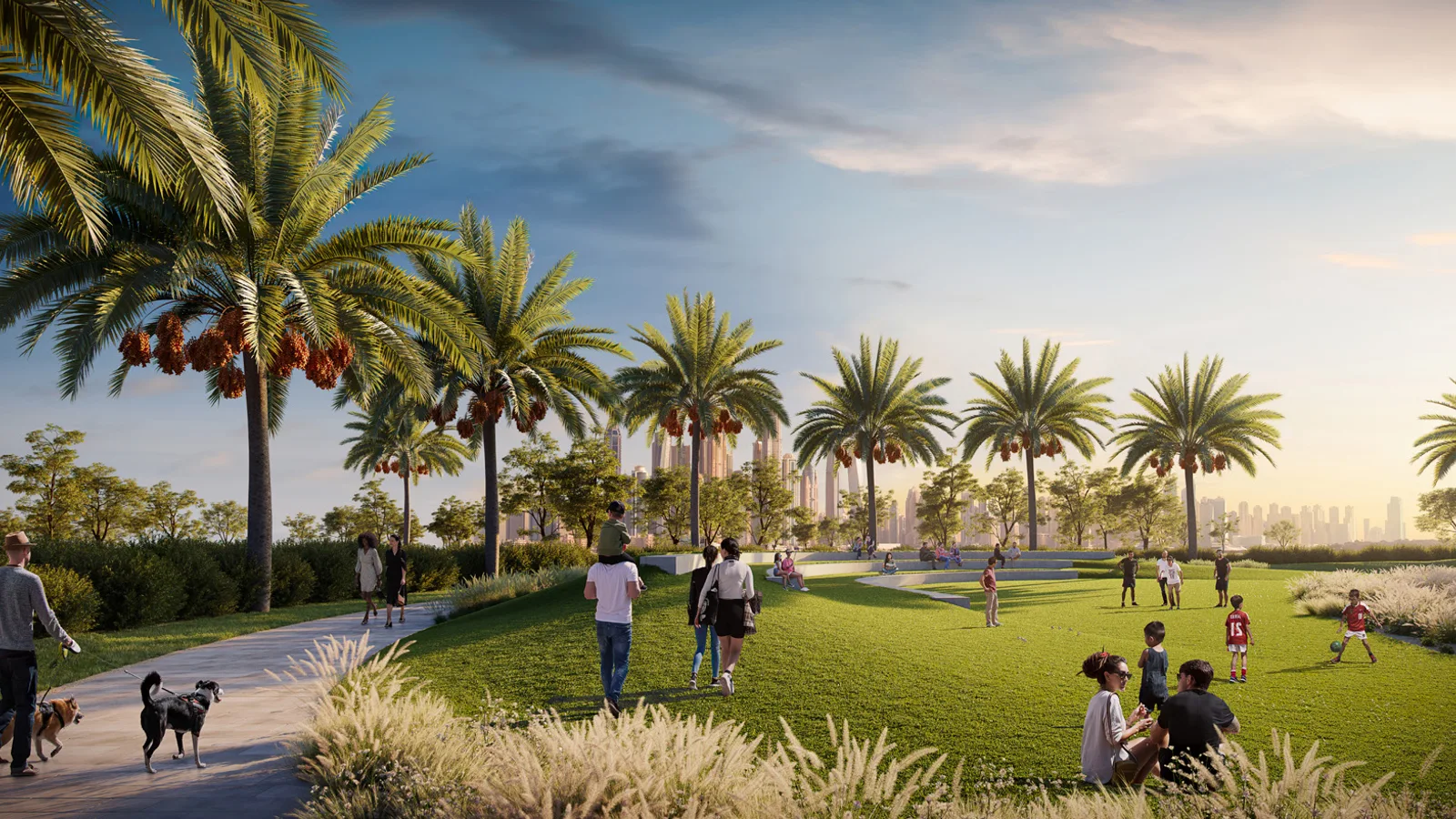 Landscaped lawn and walking route beside the Savanna buildings.