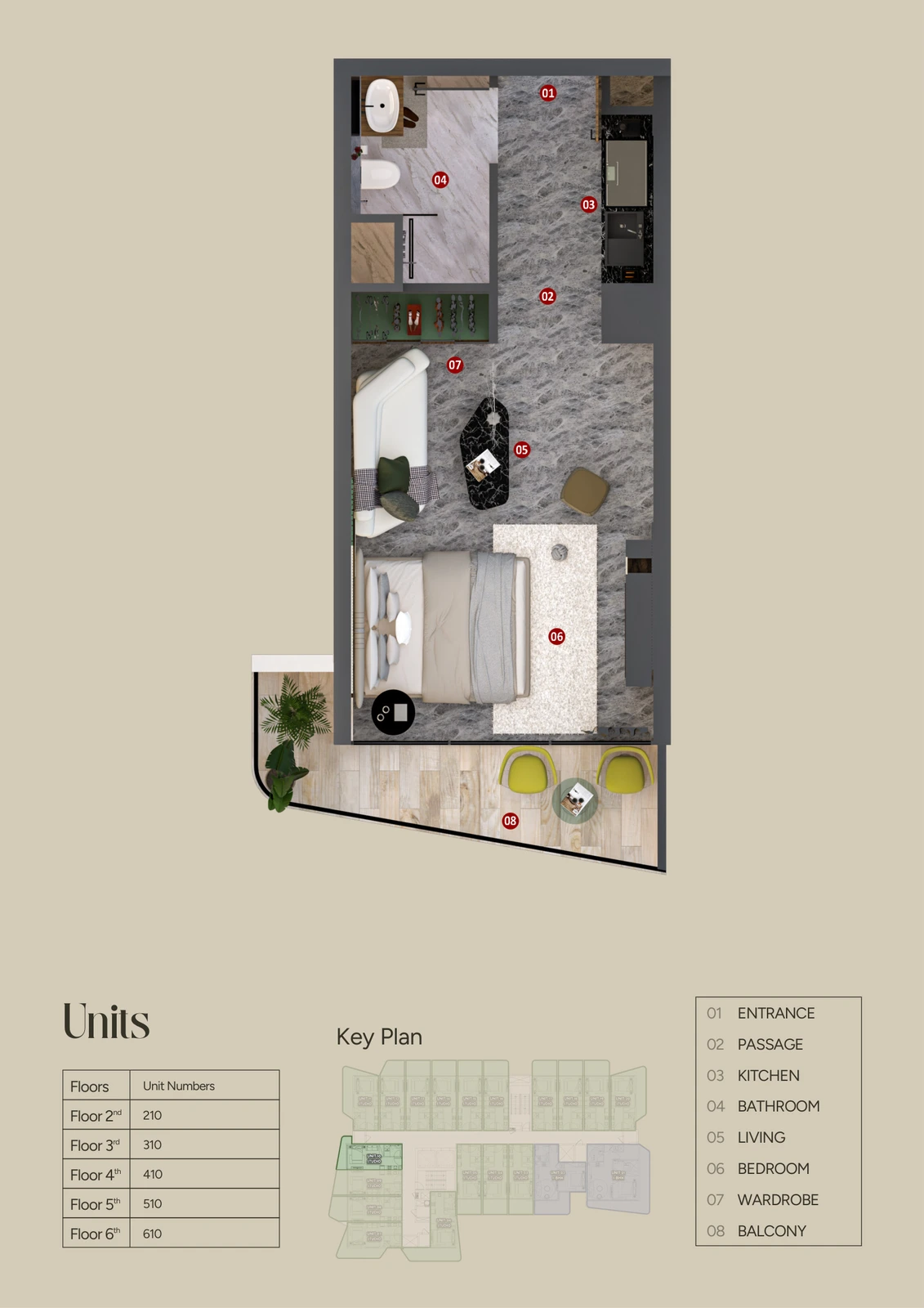 Floor plan for Unit 10 (370-492 sq ft)