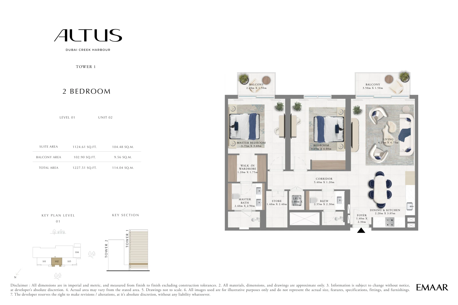 Floor plan for Level 01, Unit 02