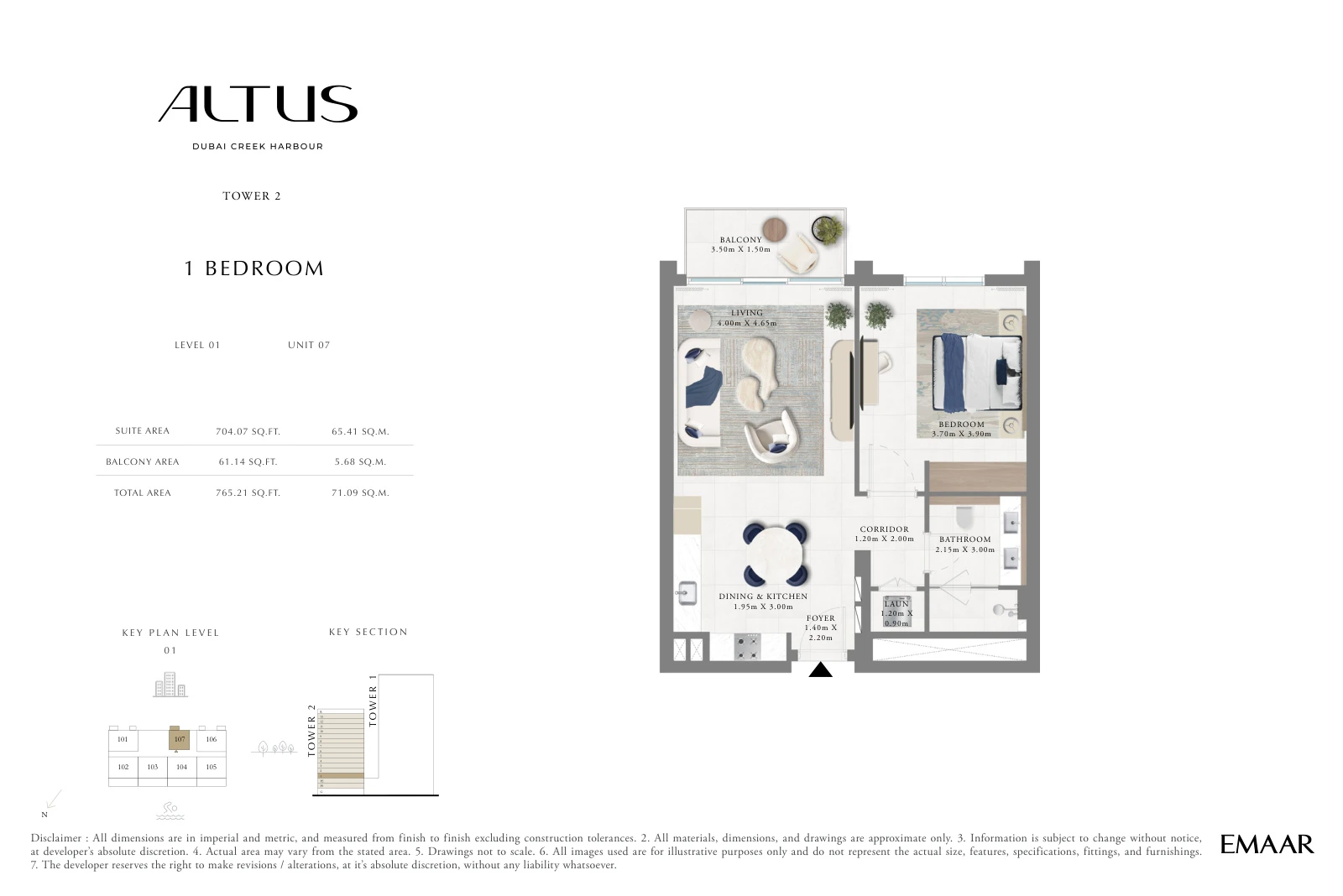 Floor plan for Level 01, Unit 07