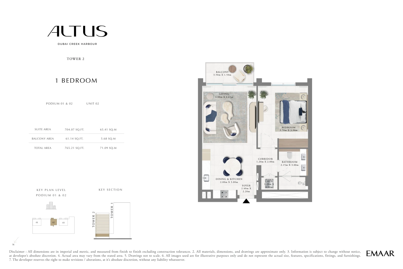 Floor plan for Podiums 01 & 02, Unit 02