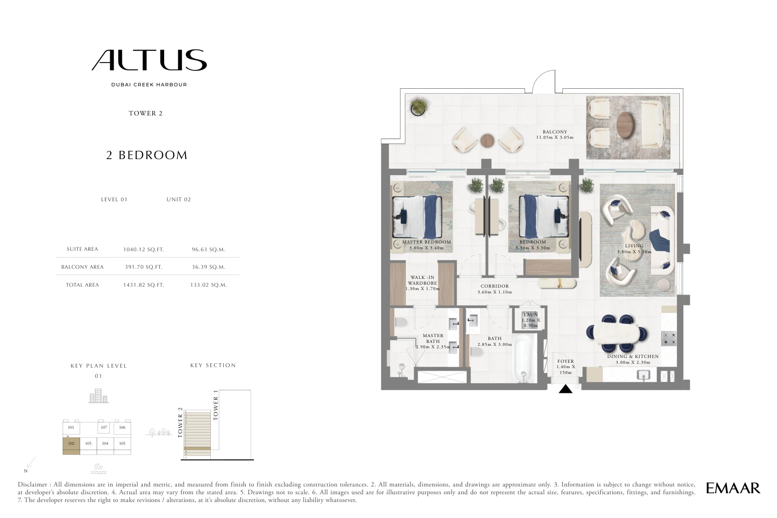 Floor plan for Level 01, Unit 02
