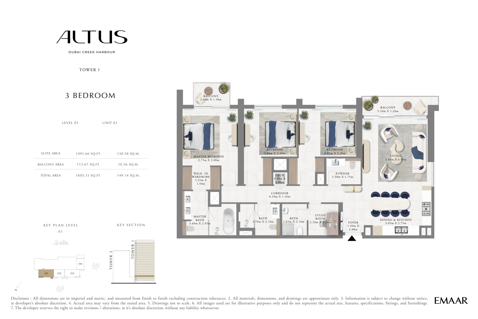 Floor plan for Level 01, Unit 01