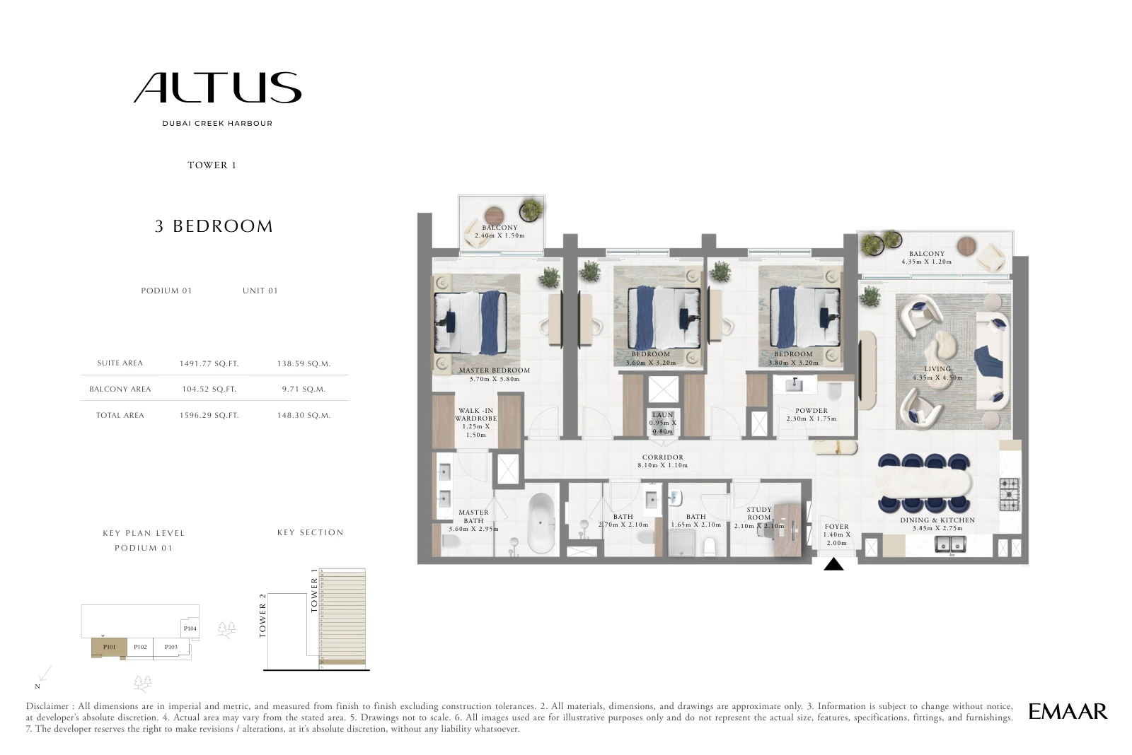 Floor plan for Podium 01, Unit 01