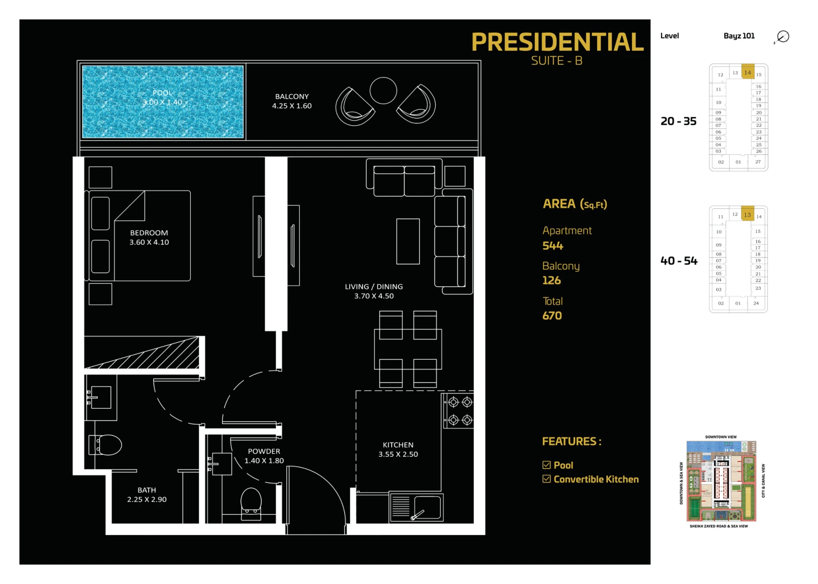 Floor plan for Presidential Suite B