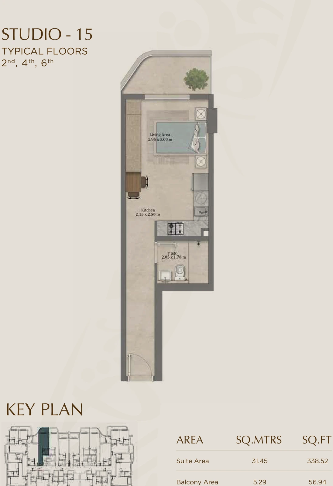 Floor plan for 15 (Floors 2, 4 & 6)