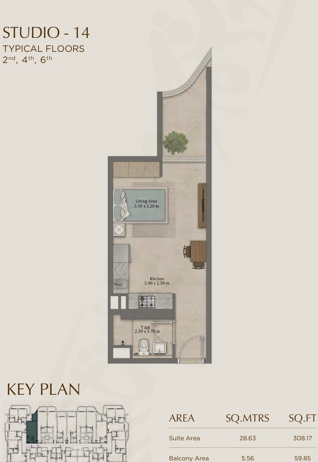Floor plan for 14 (Floors 2, 4 & 6)