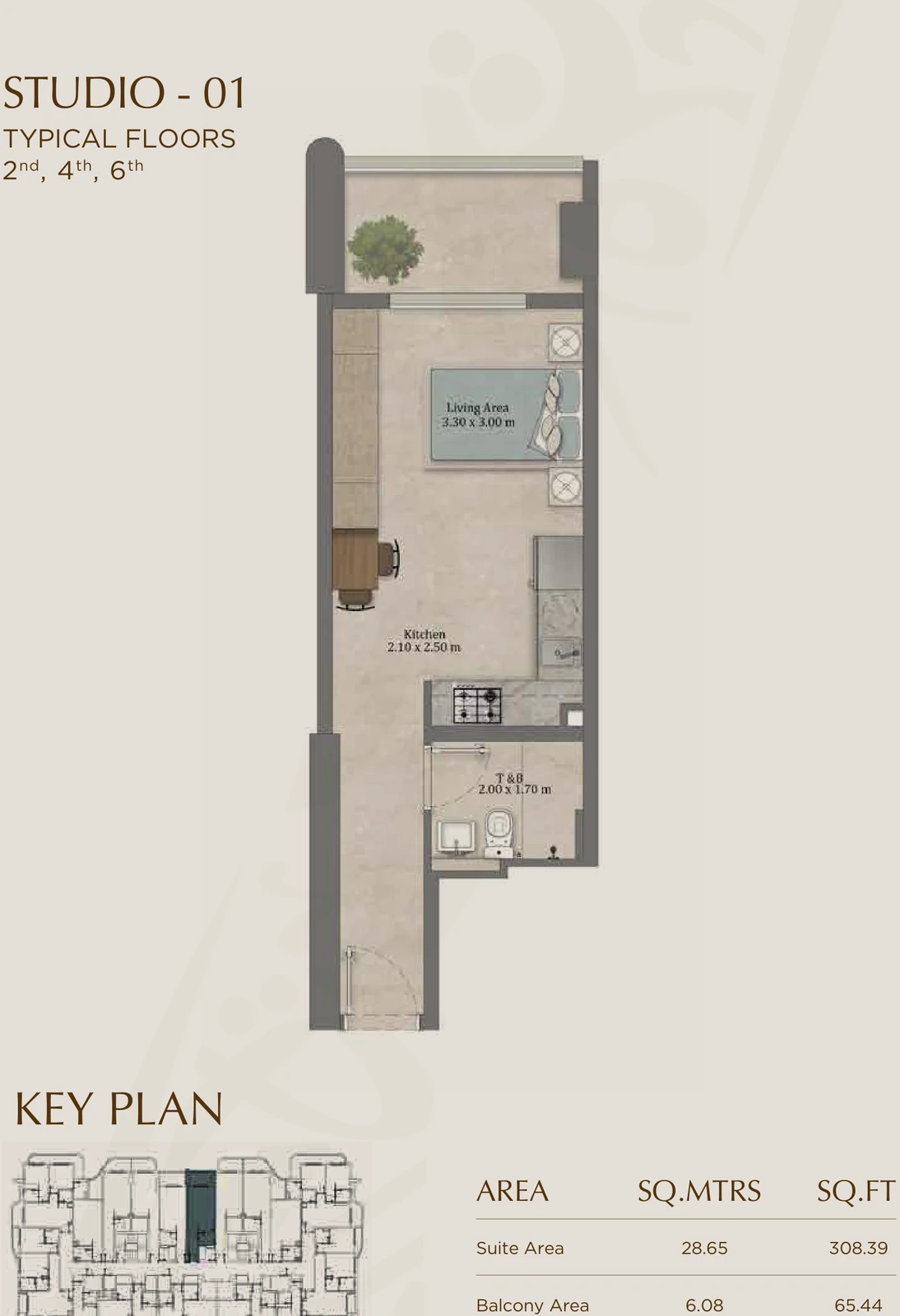 Floor plan for 01 (Floors 2, 4 & 6)