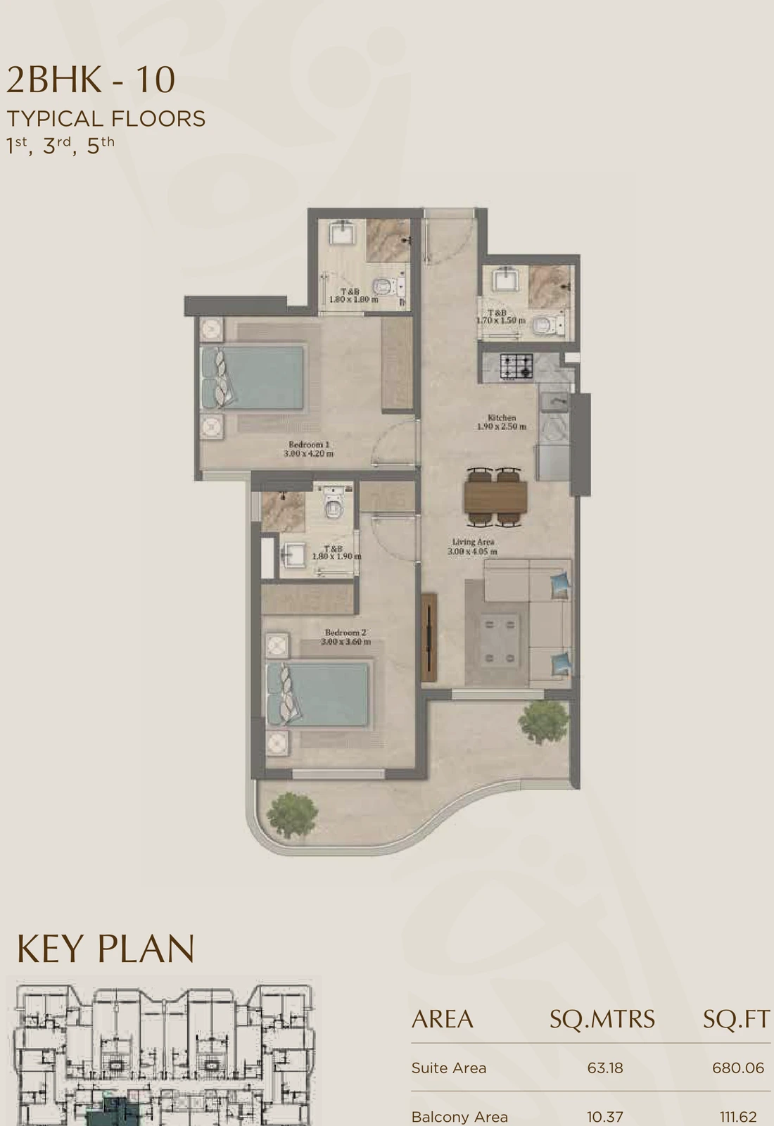 Floor plan for 10 (Floors 1, 3 & 5)