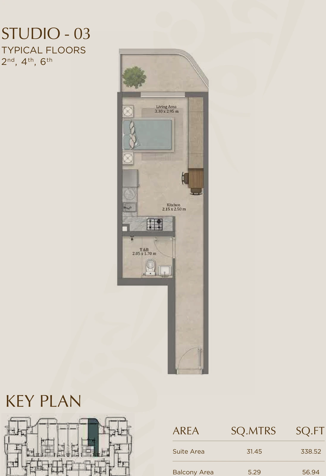Floor plan for 03 (Floors 2, 4 & 6)