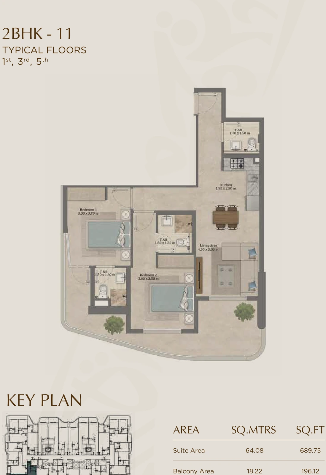 Floor plan for 11 (Floors 1, 3 & 5)