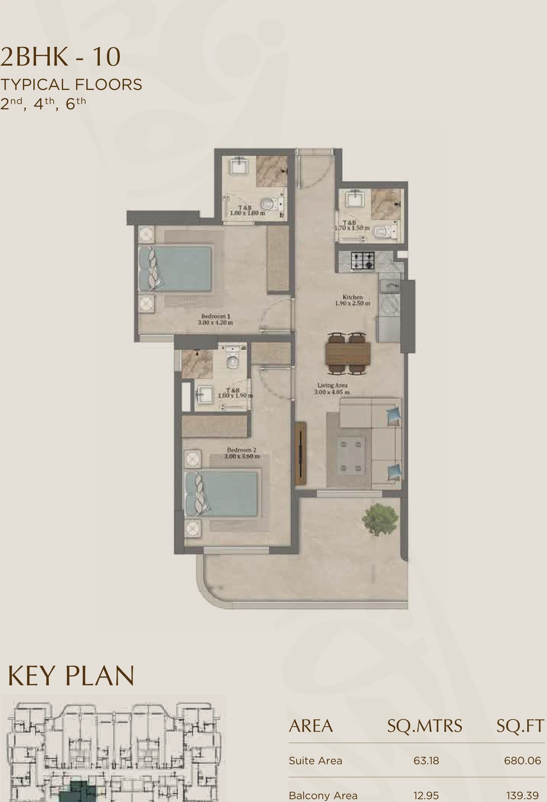 Floor plan for 10 (Floors 2, 4 & 6)