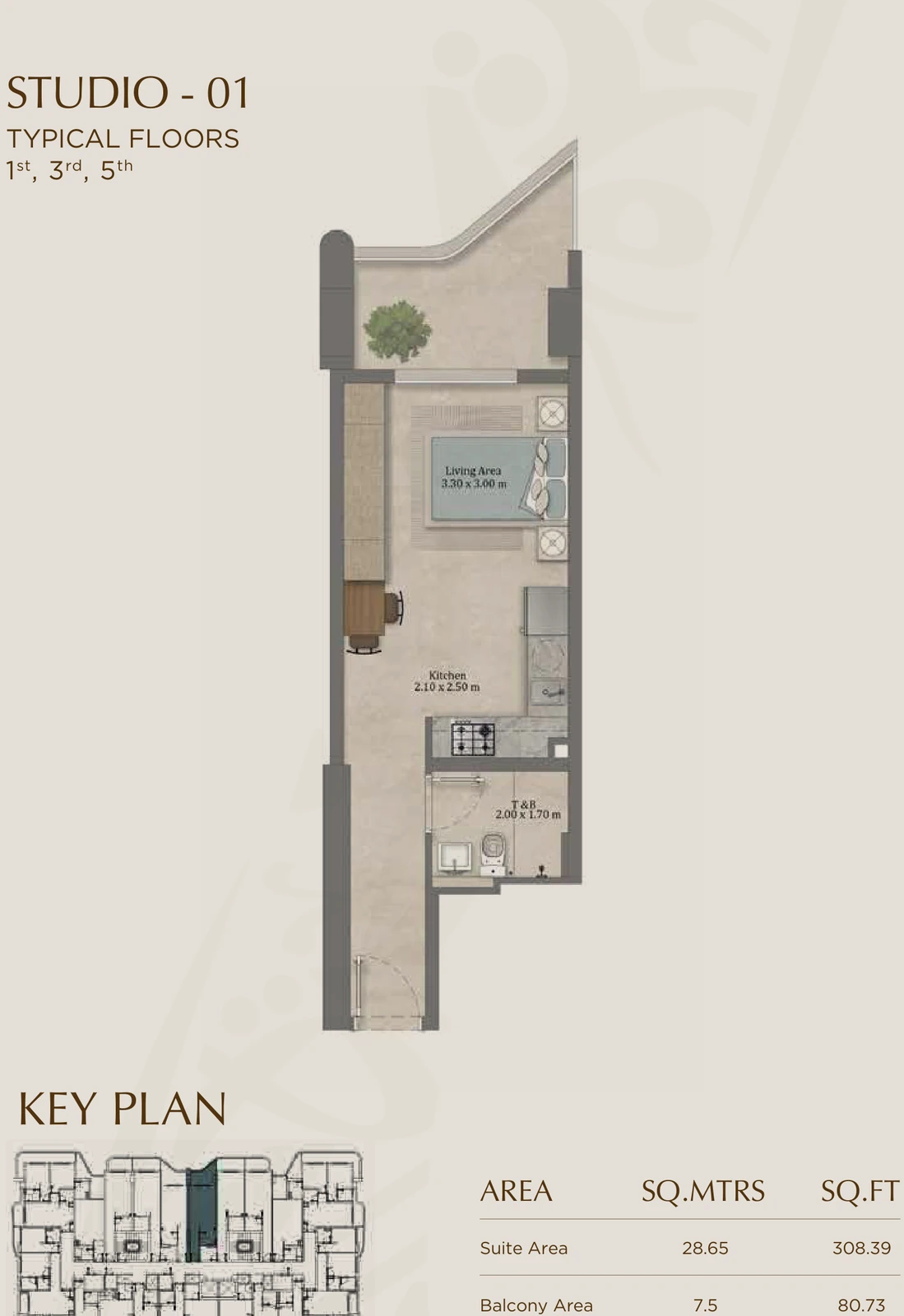 Floor plan for 01 (Floors 1, 3 & 5)