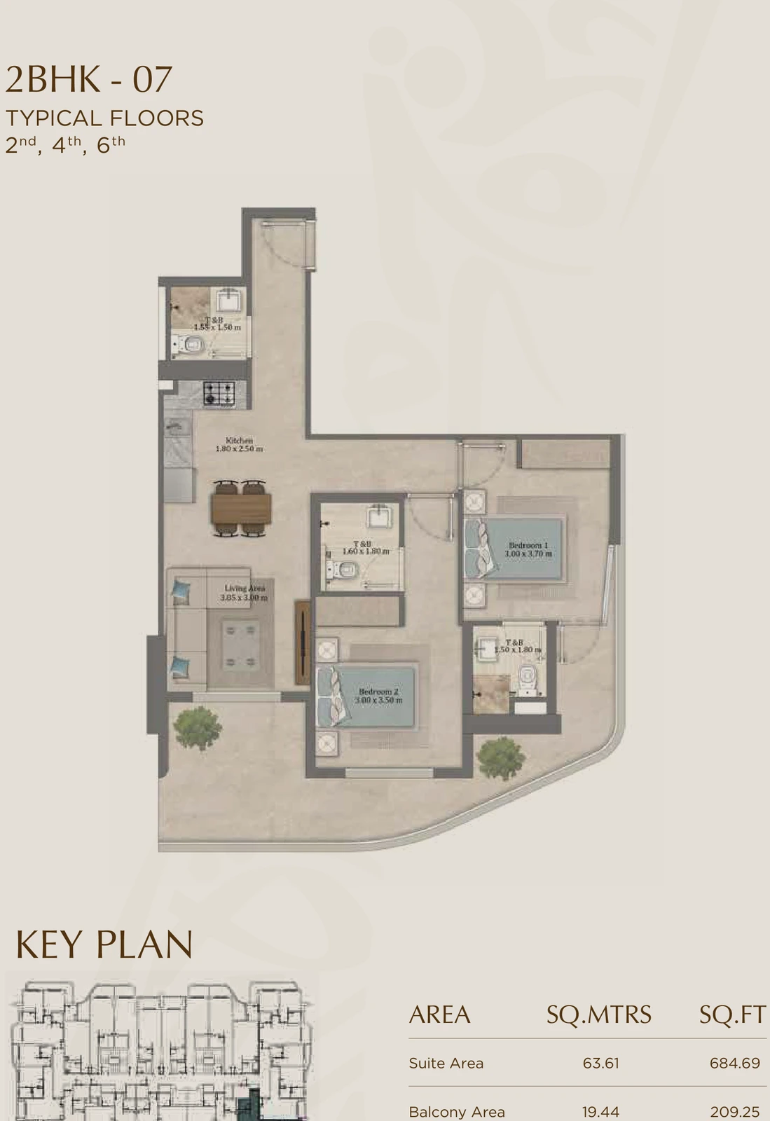 Floor plan for 07 (Floors 2, 4 & 6)