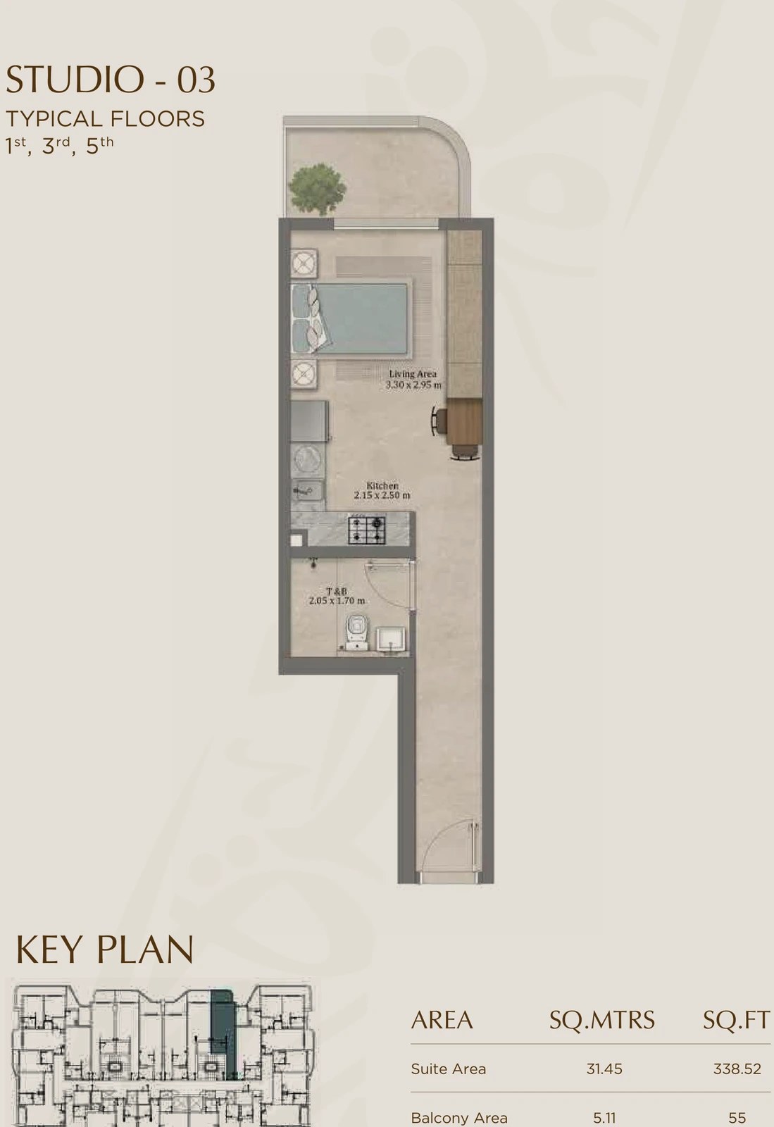 Floor plan for 03 (Floors 1, 3 & 5)
