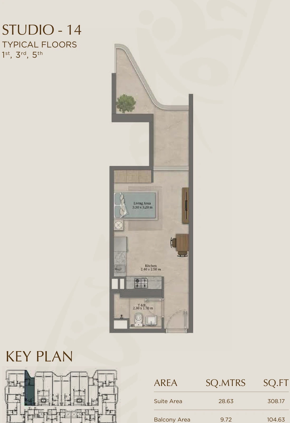 Floor plan for 14 (Floors 1, 3 & 5)