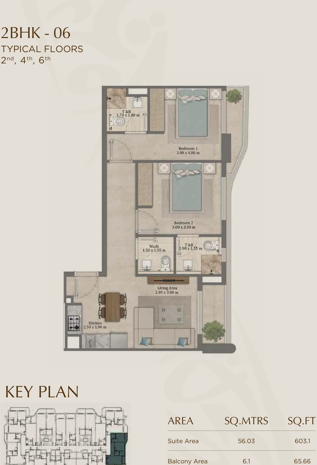 Floor plan for 06 (Floors 2, 4 & 6)