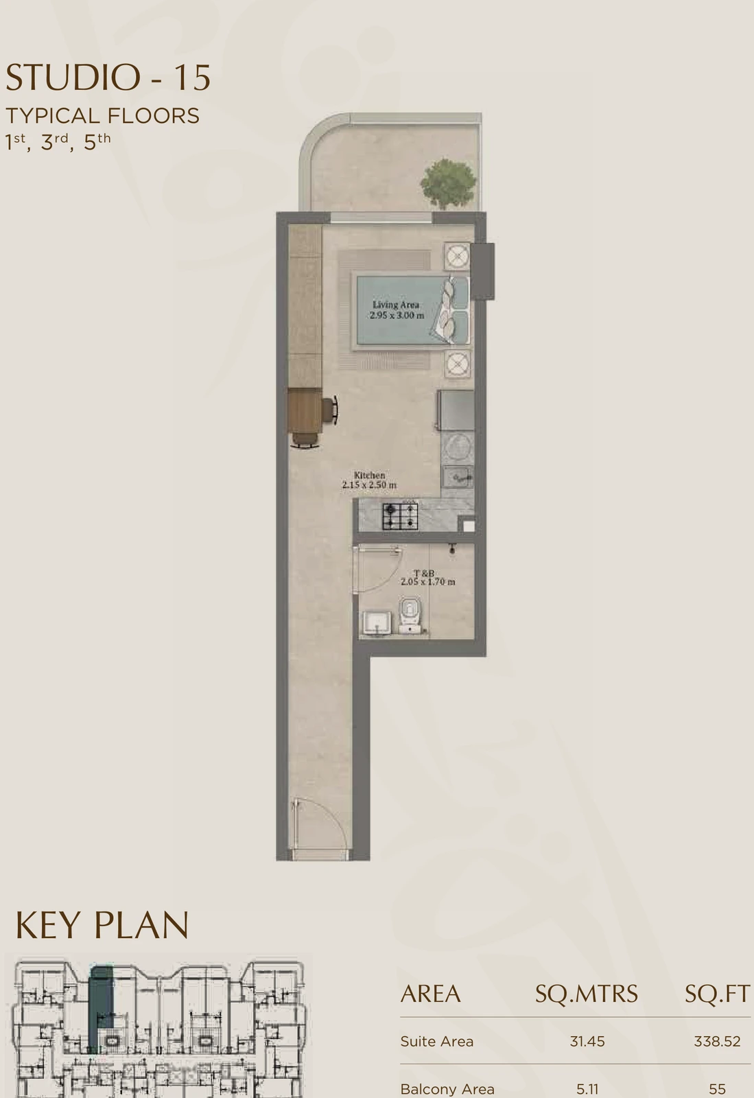 Floor plan for 15 (Floors 1, 3 & 5)