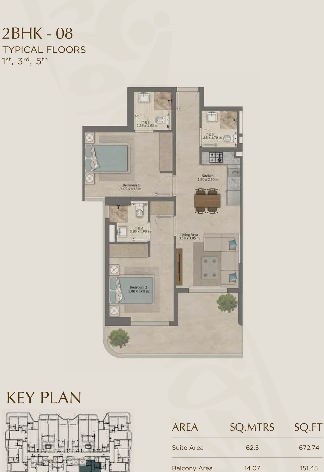 Floor plan for 08 (Floors 1, 3 & 5)