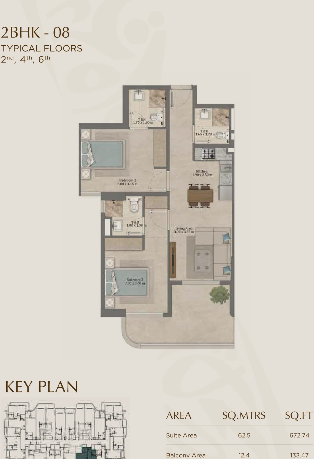 Floor plan for 08 (Floors 2, 4 & 6)