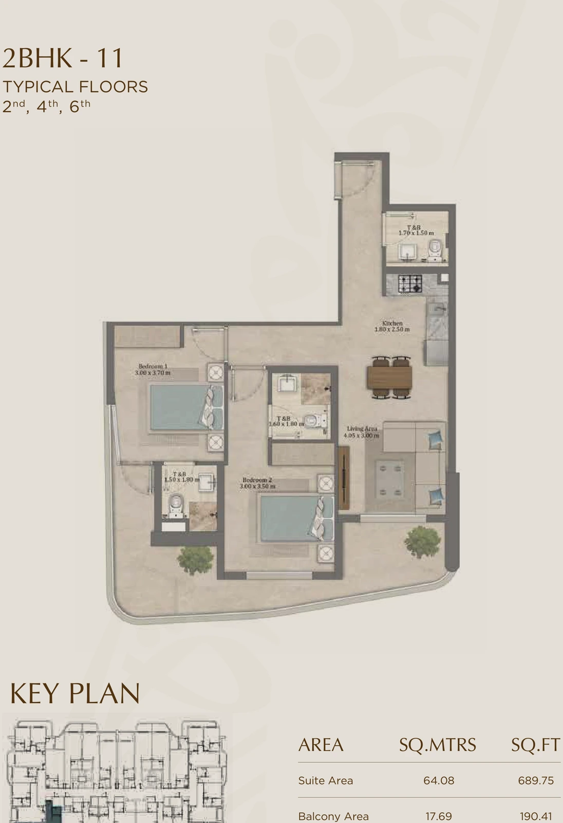 Floor plan for 11 (Floors 2, 4 & 6)