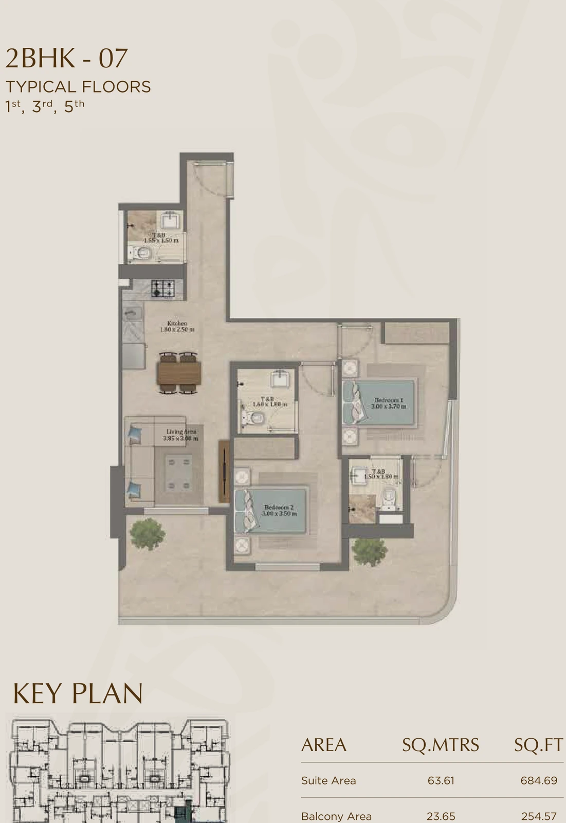 Floor plan for 07 (Floors 1, 3 & 5)