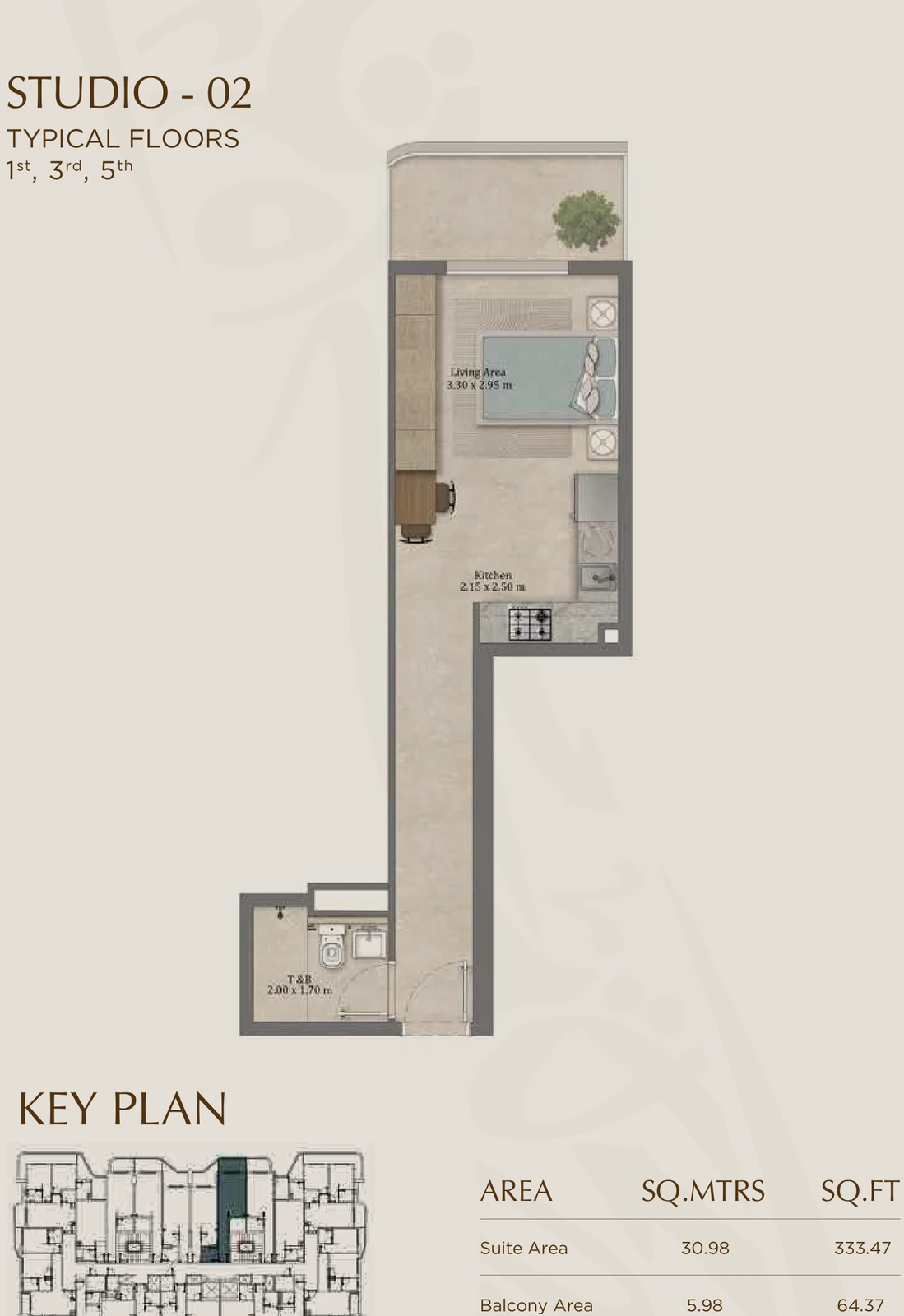 Floor plan for 02 (Floors 1, 3 & 5)