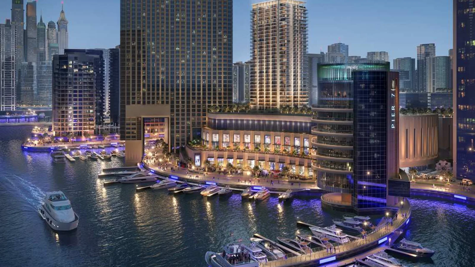 Marina Cove overlooking yachts and the Dubai Marina waterfront