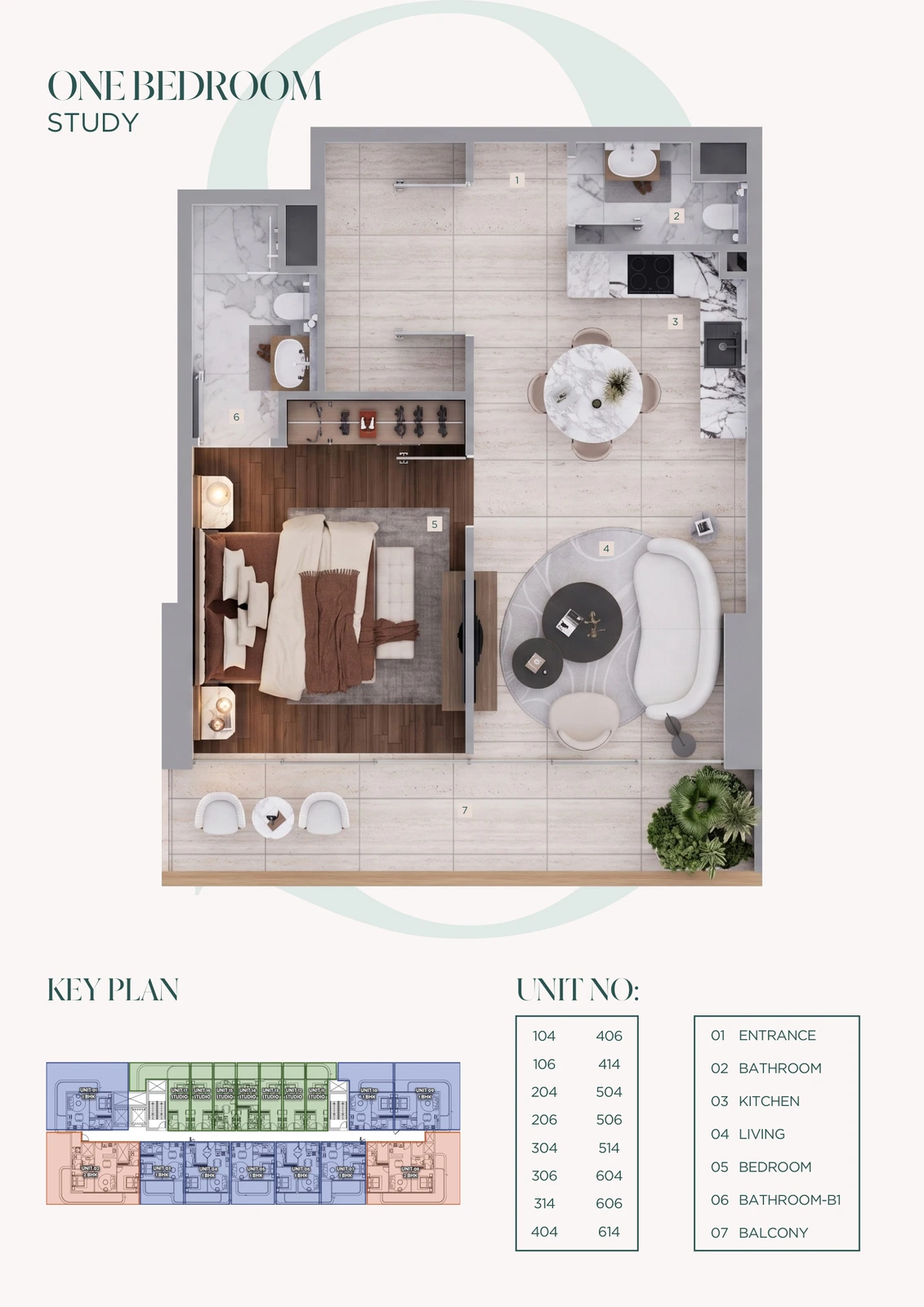 Floor plan for 1 Bedroom With Study