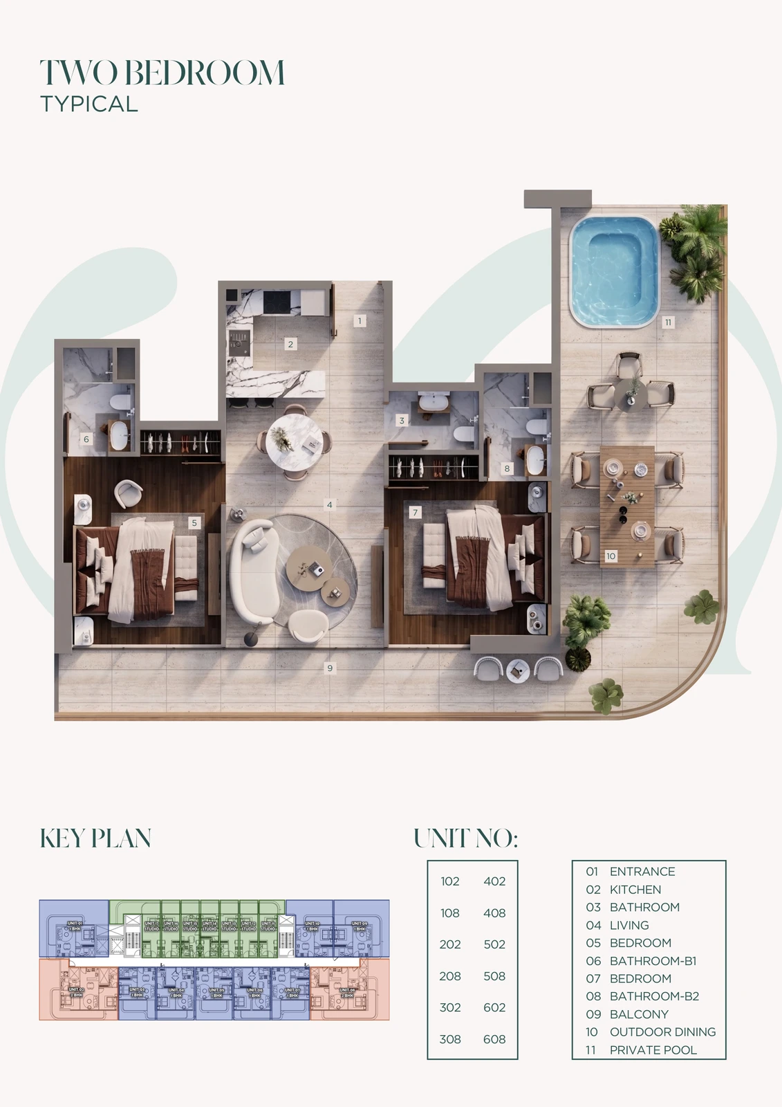 Floor plan for Typical 2 Bedrooms