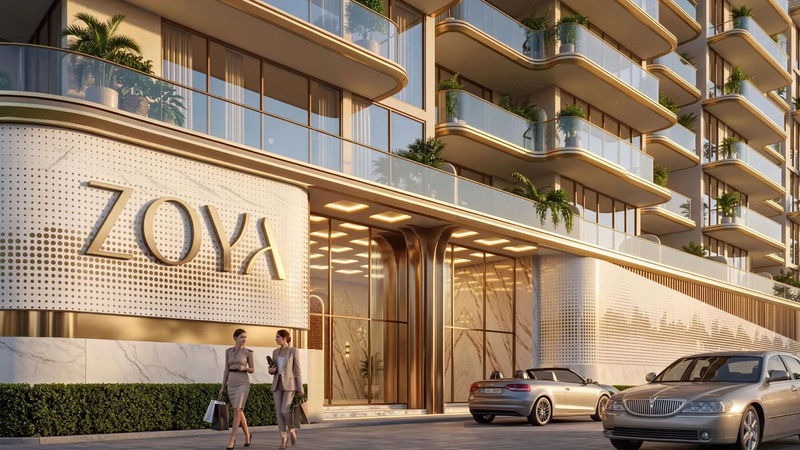 Landscaped arrival entrance at Siana by Zoya