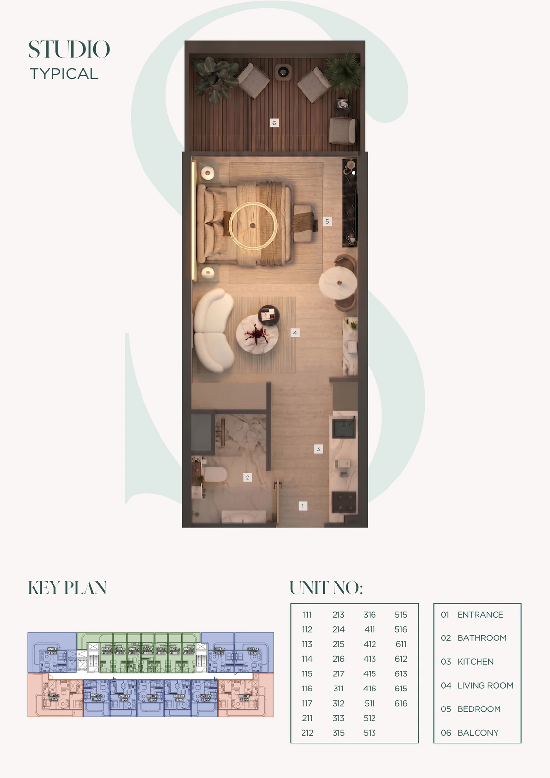 Floor plan for Typical Studio