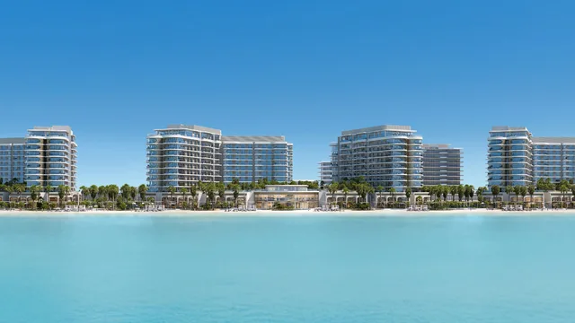 Panoramic beachfront exterior of Fahid Beach Terraces