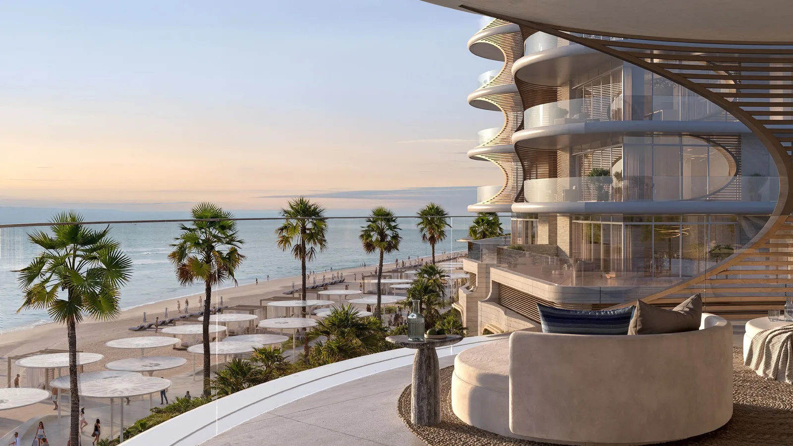 Sea-facing residential terrace at Fahid Beach Terraces