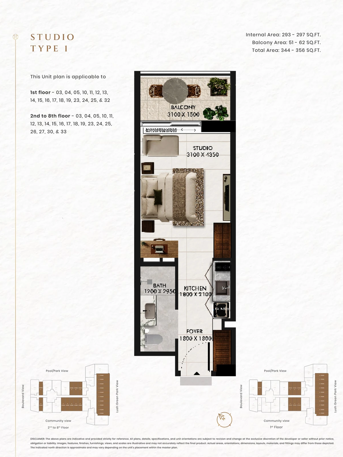 Floor plan for Studio Type 1
