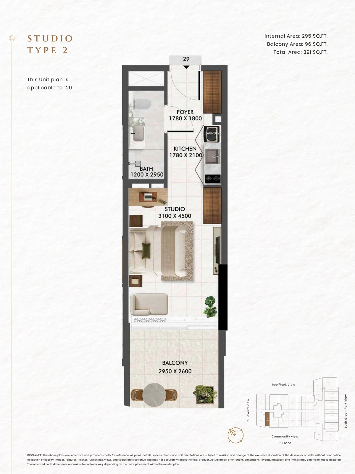 Floor plan for Studio Type 2
