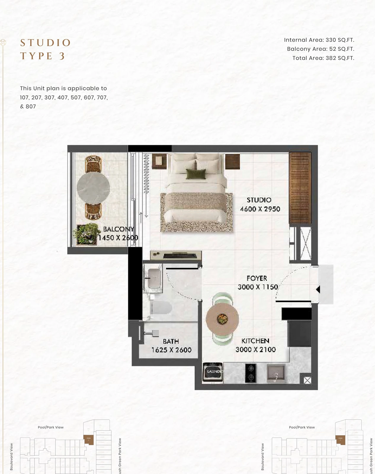 Floor plan for Studio Type 3