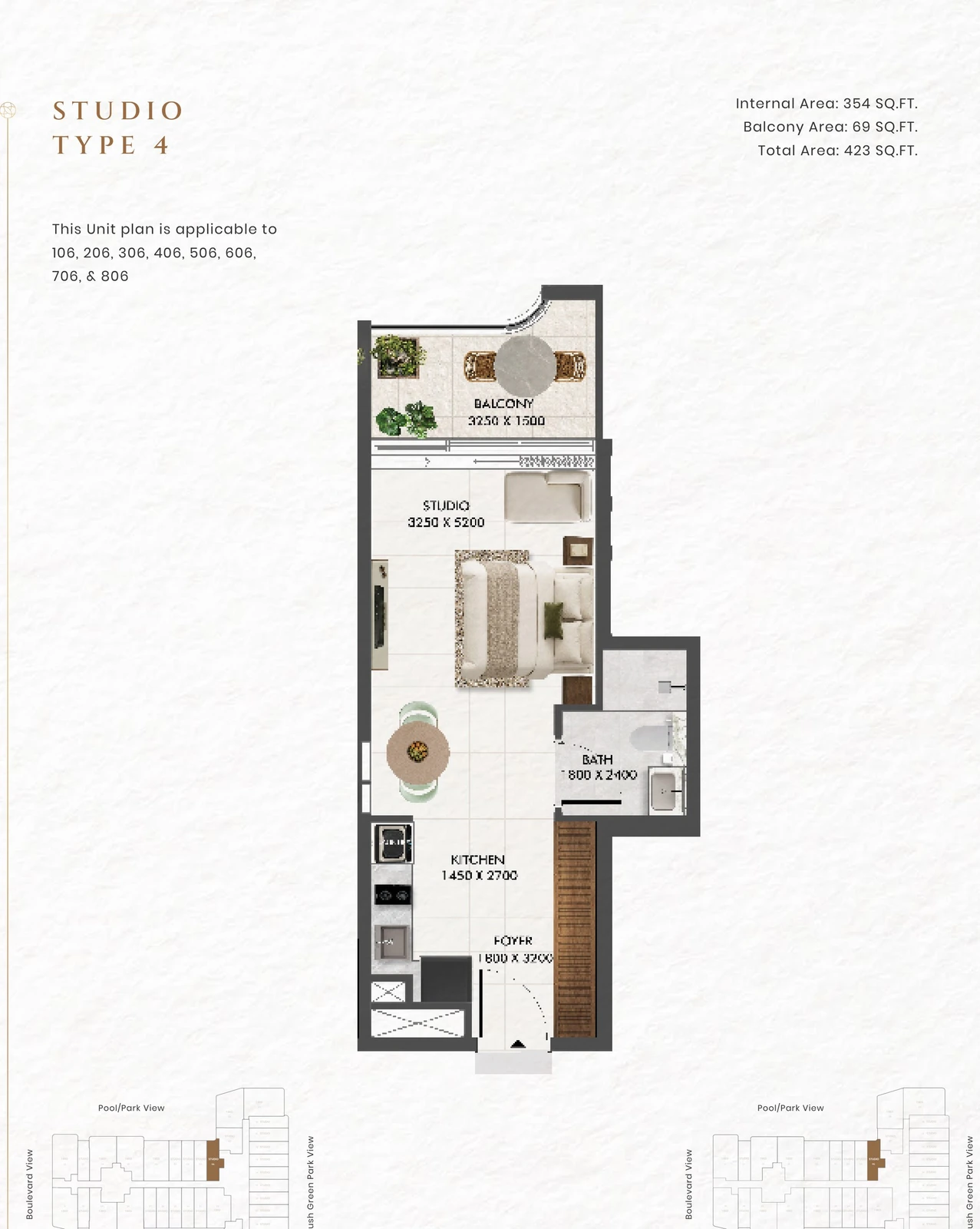 Floor plan for Studio Type 4