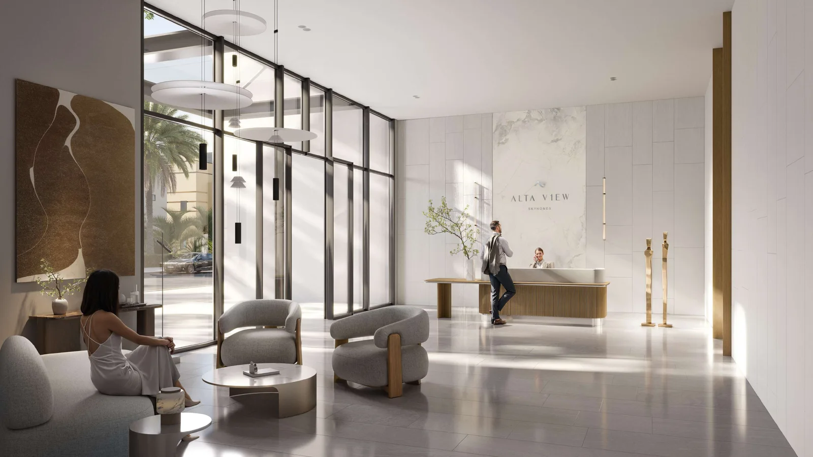 Double-height lobby at Alta View Skyhomes