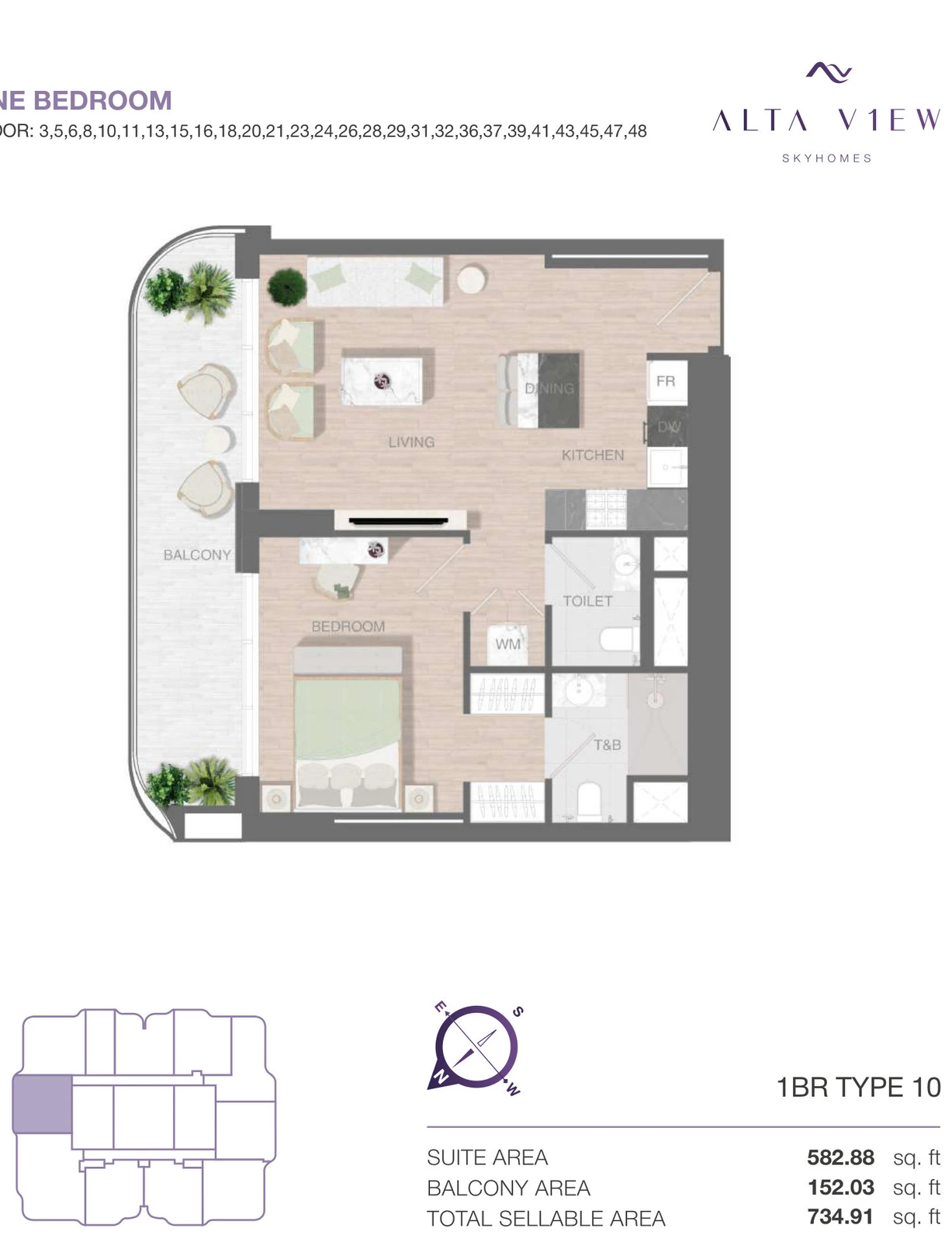 Floor plan for 1 Bedroom Type 10
