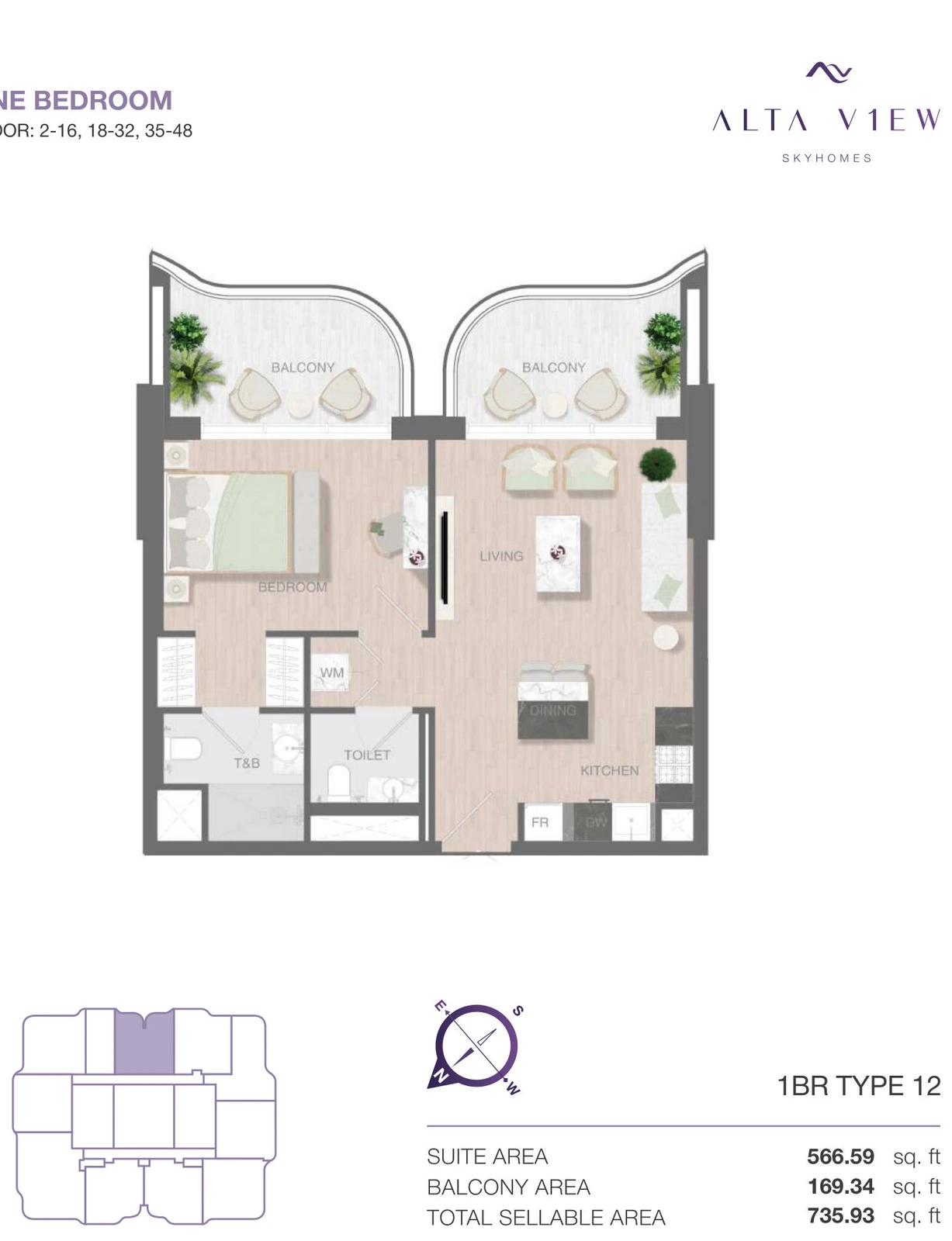 Floor plan for 1 Bedroom Type 12