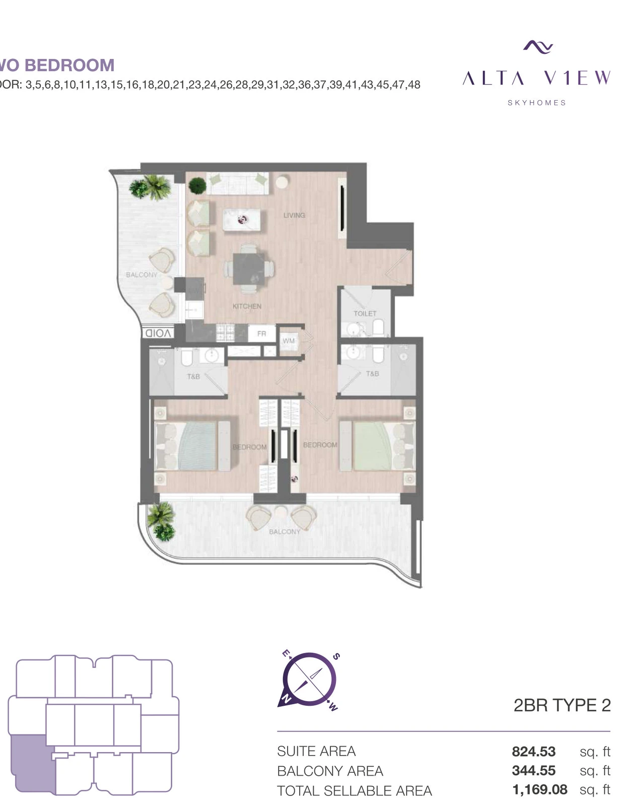 Floor plan for 2 Bedroom Type 2