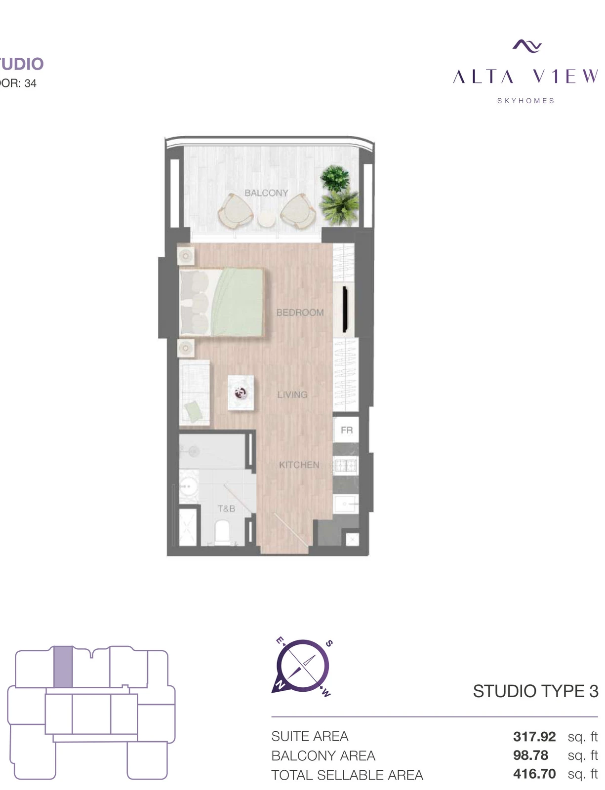 Floor plan for Studio Type 3