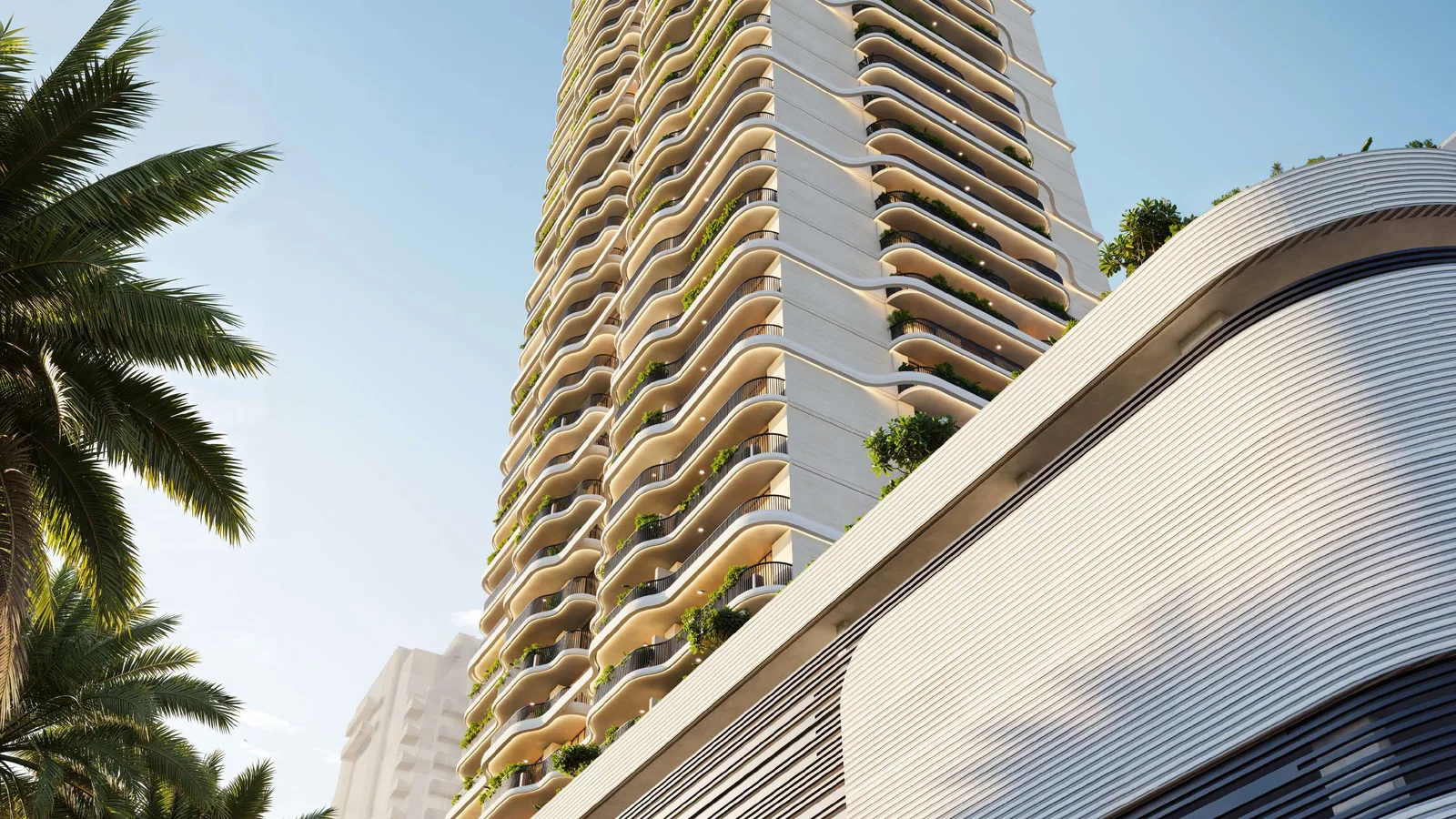 Alta View Skyhomes balconies and curved podium facade