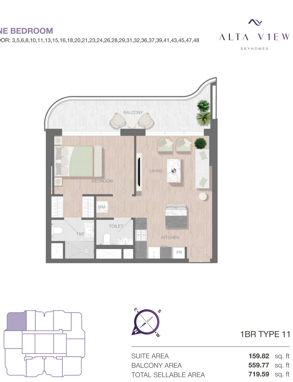 Floor plan for 1 Bedroom Type 11