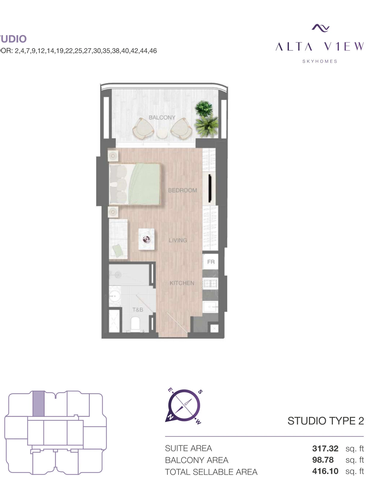 Floor plan for Studio Type 2