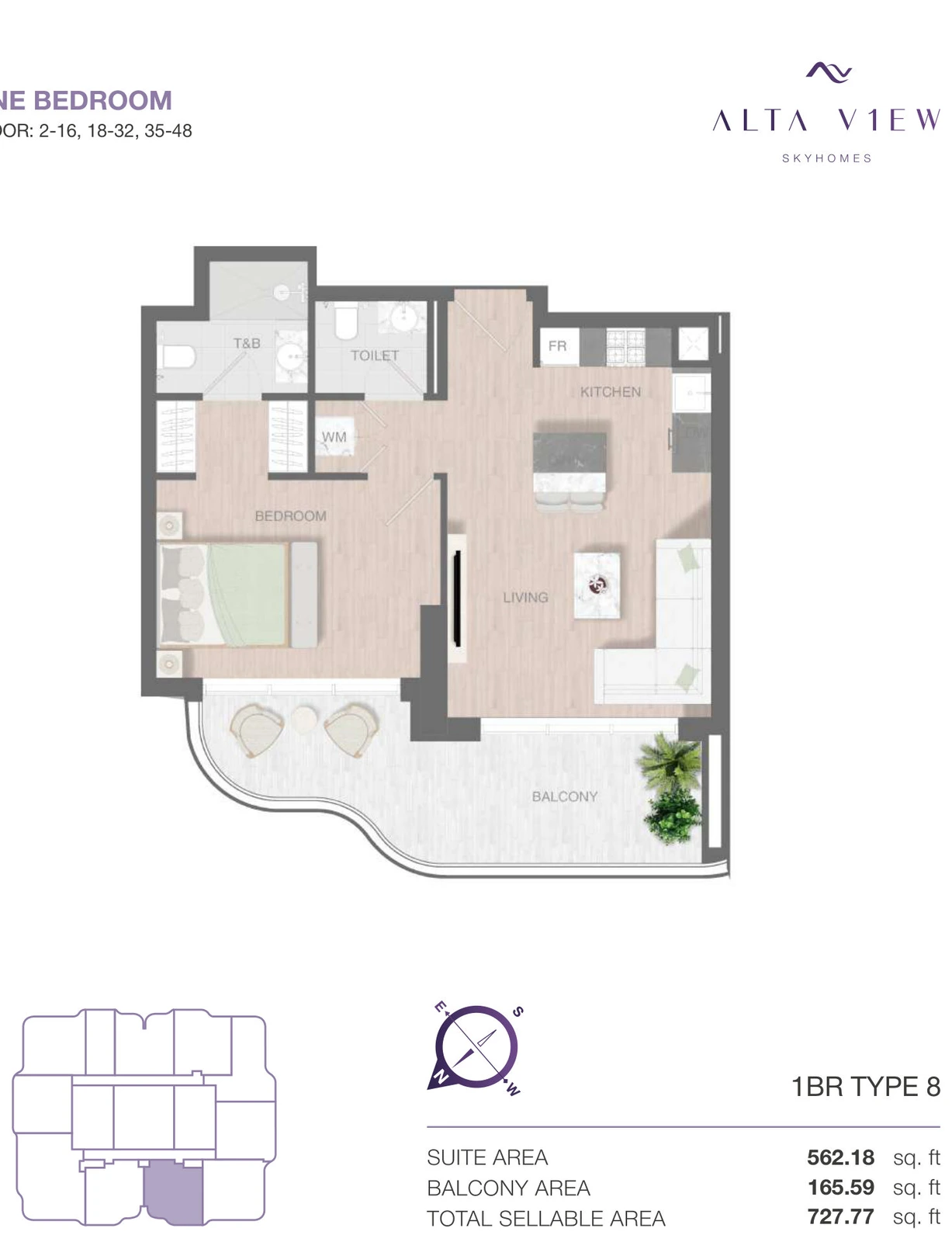 Floor plan for 1 Bedroom Type 8